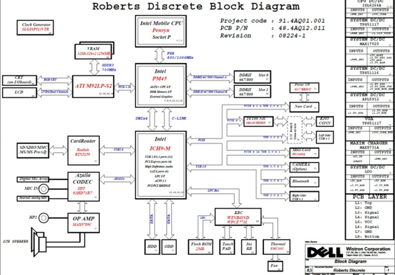 Dell Inspiron 1545 - Wistron Roberts Discrete - rev -1 - Laptop Motherboard Diagram